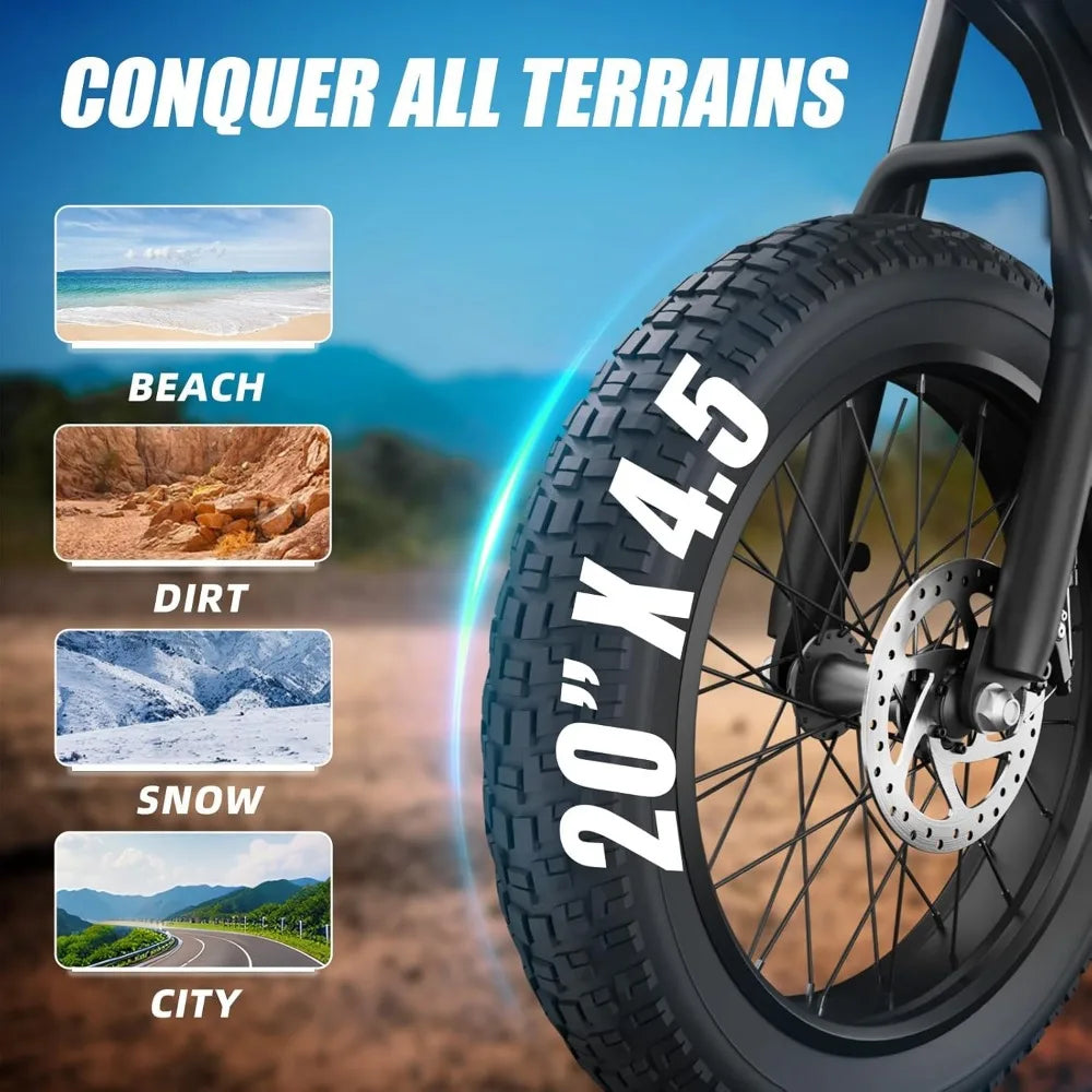 Fat Tire Electric Bike - 1200W Motor, 30+ MPH Speed