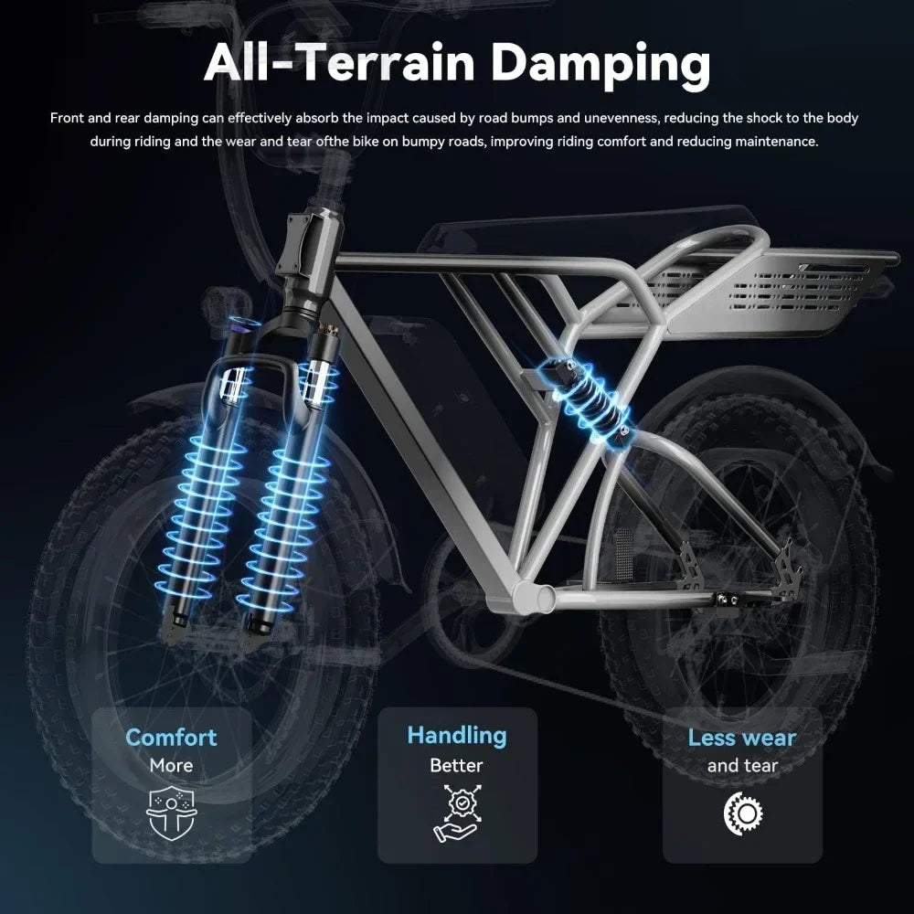 20" Fat Tire E-Bike - Full Suspension for All-Terrain Use