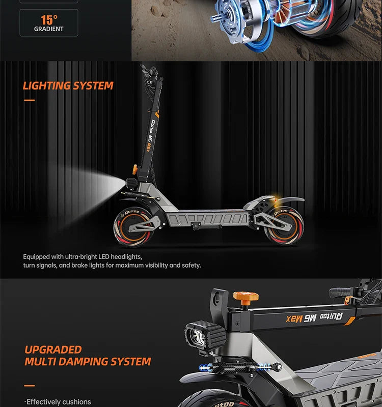 M6Max Dual Motor Scooter - 5600W, 60V, Fast Charging