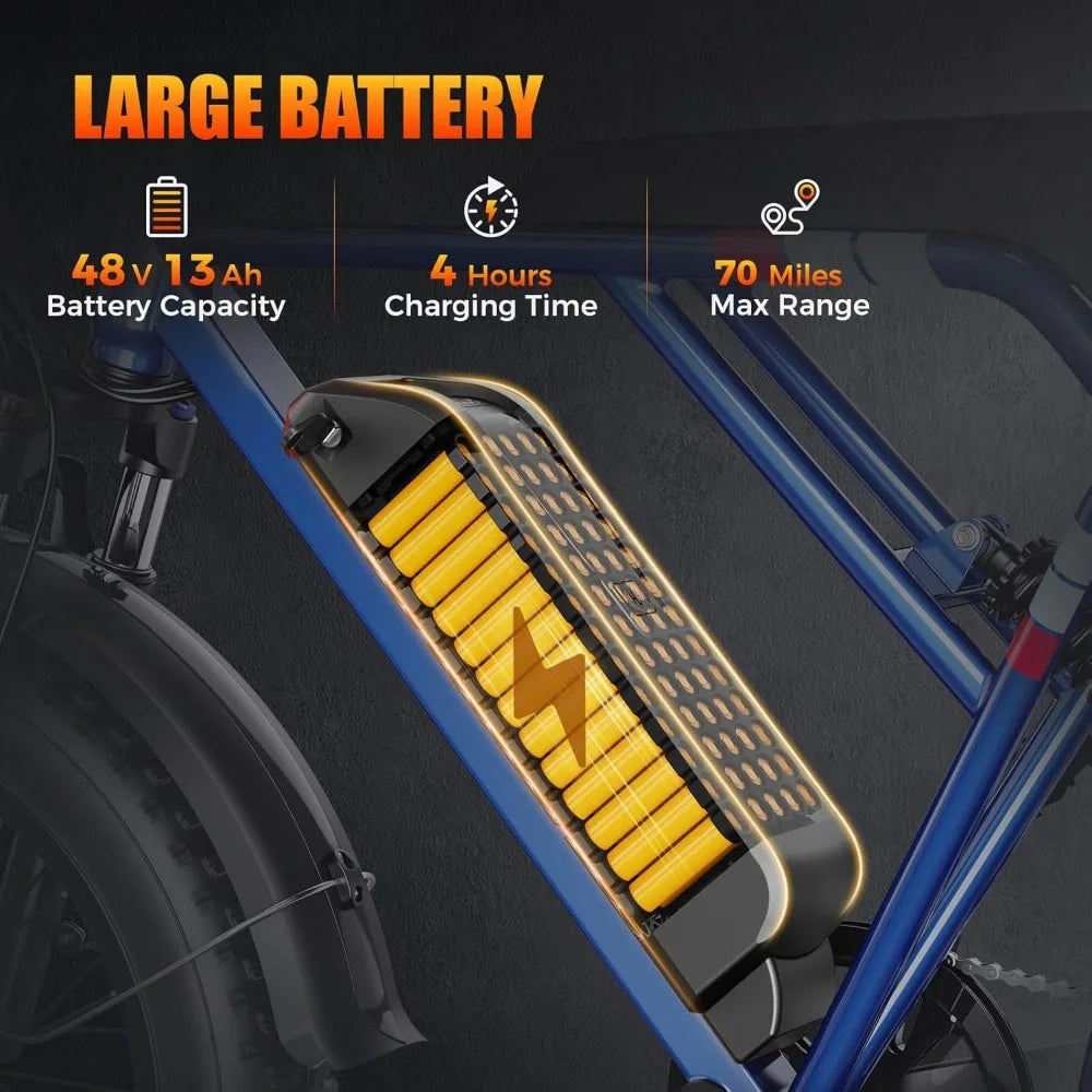 1200W Peak Electric Bike - 30MPH, Fat Tires, IPX6 Waterproof