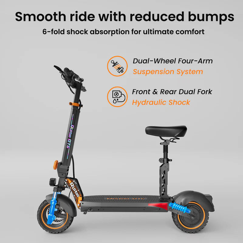 Ruitoo RT6 1000W Electric Scooter – 34 Mile Range, 31 MPH, Foldable