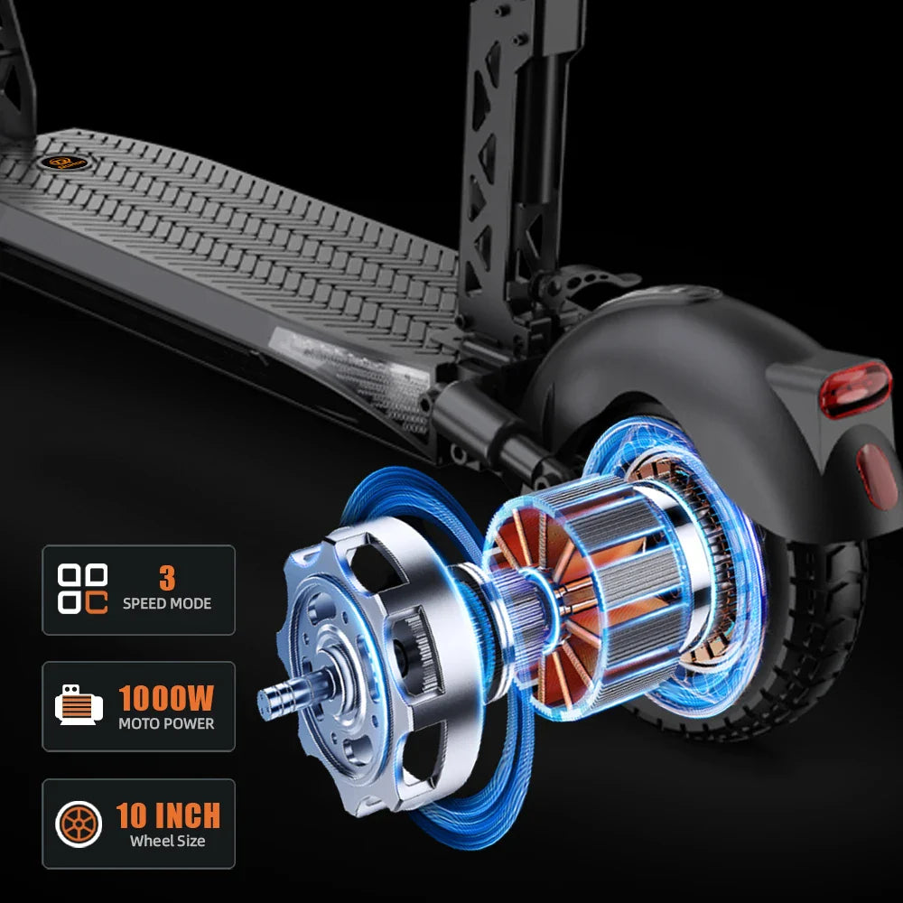 Ruitoo RT6 1000W Electric Scooter – 34 Mile Range, 31 MPH, Foldable