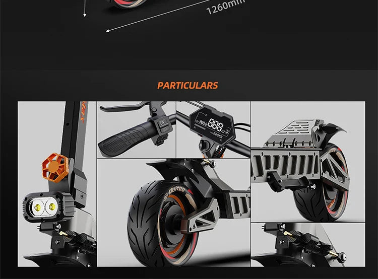 M6Max Dual Motor Scooter - 5600W, 60V, Fast Charging