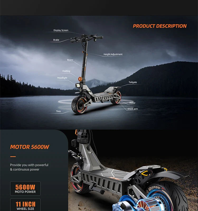 M6Max Dual Motor Scooter - 5600W, 60V, Fast Charging
