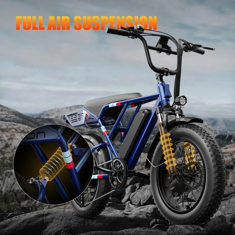 1200W Peak Electric Bike - 30MPH, Fat Tires, IPX6 Waterproof