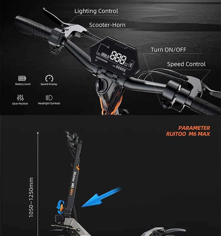 M6Max Dual Motor Scooter - 5600W, 60V, Fast Charging