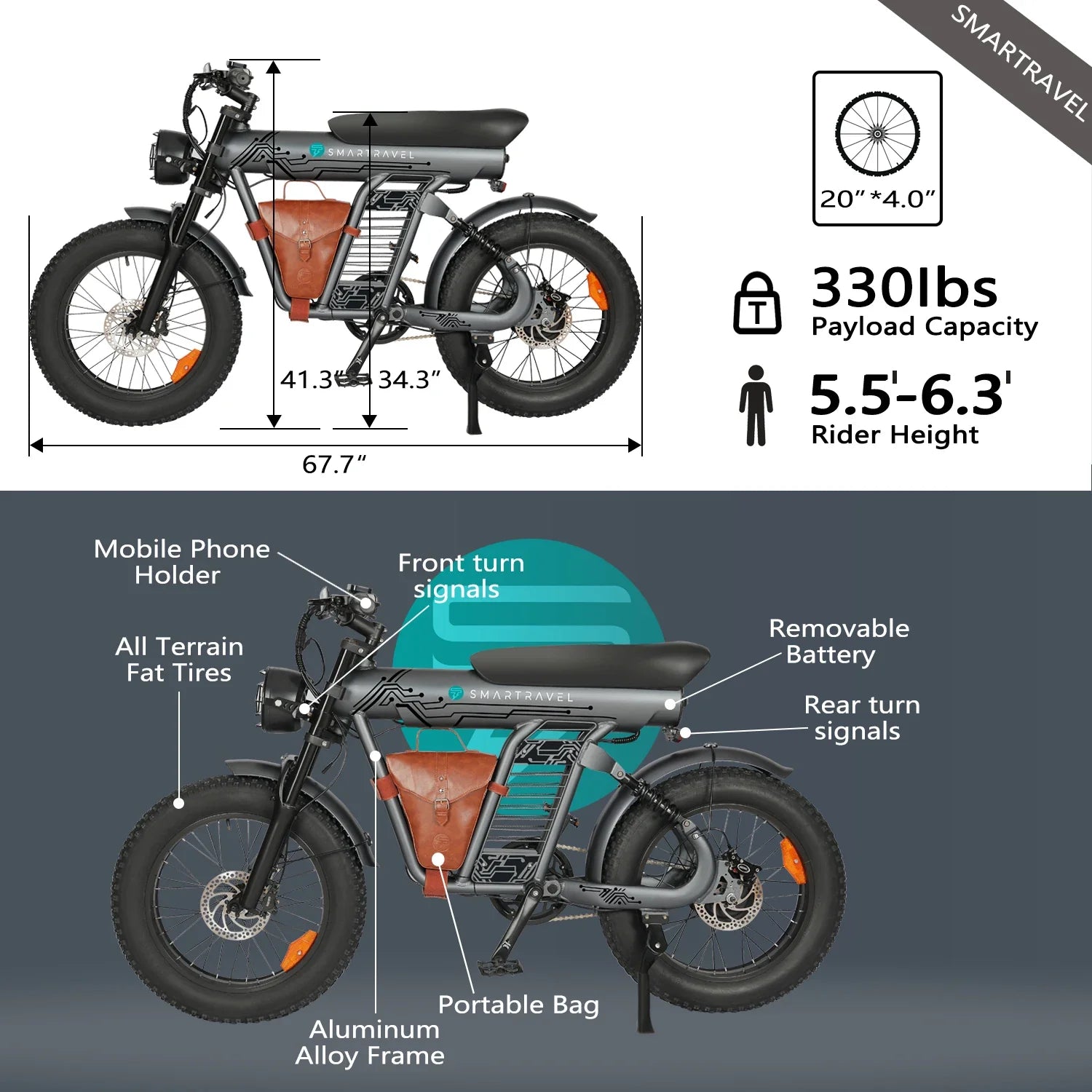 HEZZO 1200W Lithium Electric Bike - 48V, 20" Wheel, Fast Speed