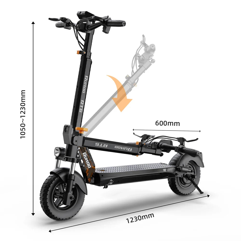 Ruitoo RT6 1000W Electric Scooter – 34 Mile Range, 31 MPH, Foldable